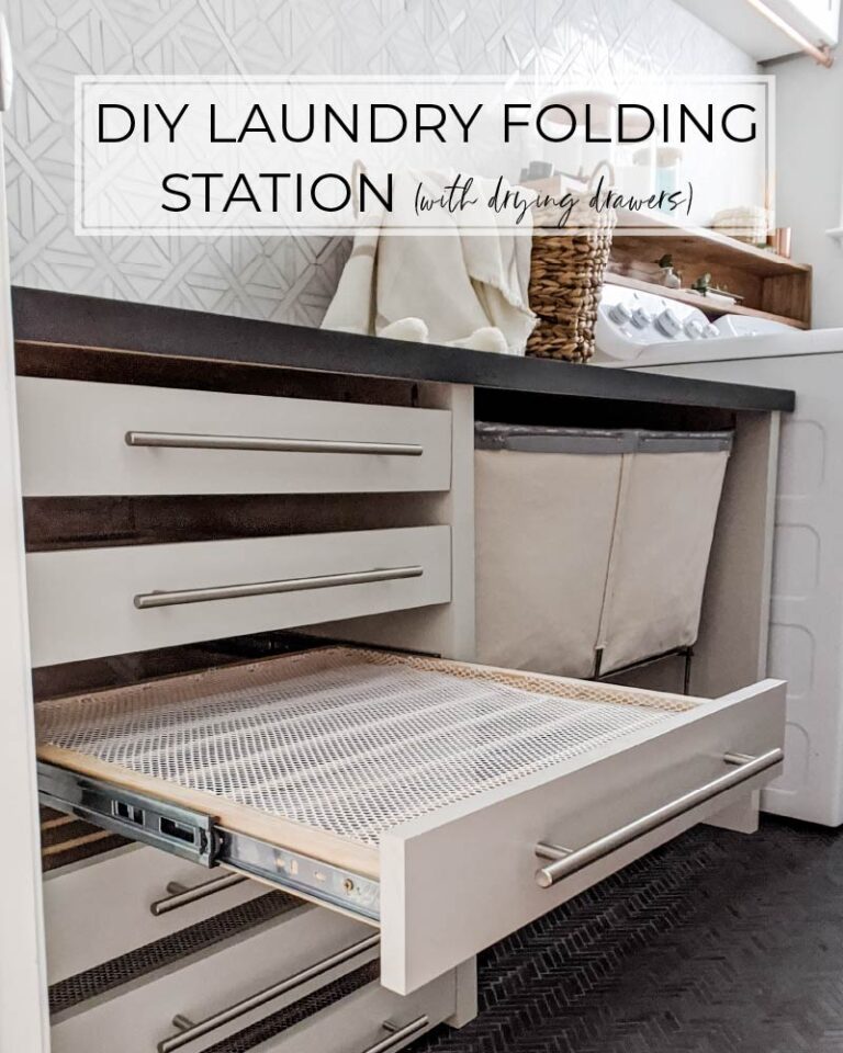 The Best DIY Laundry Room Folding Station with Drying Racks