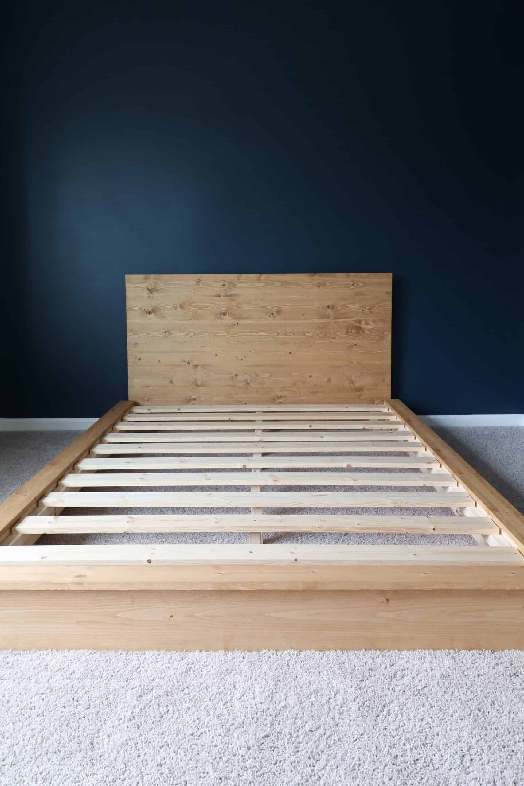 DIY Platform Bed Frame and Headboard with Built-In Nightstands