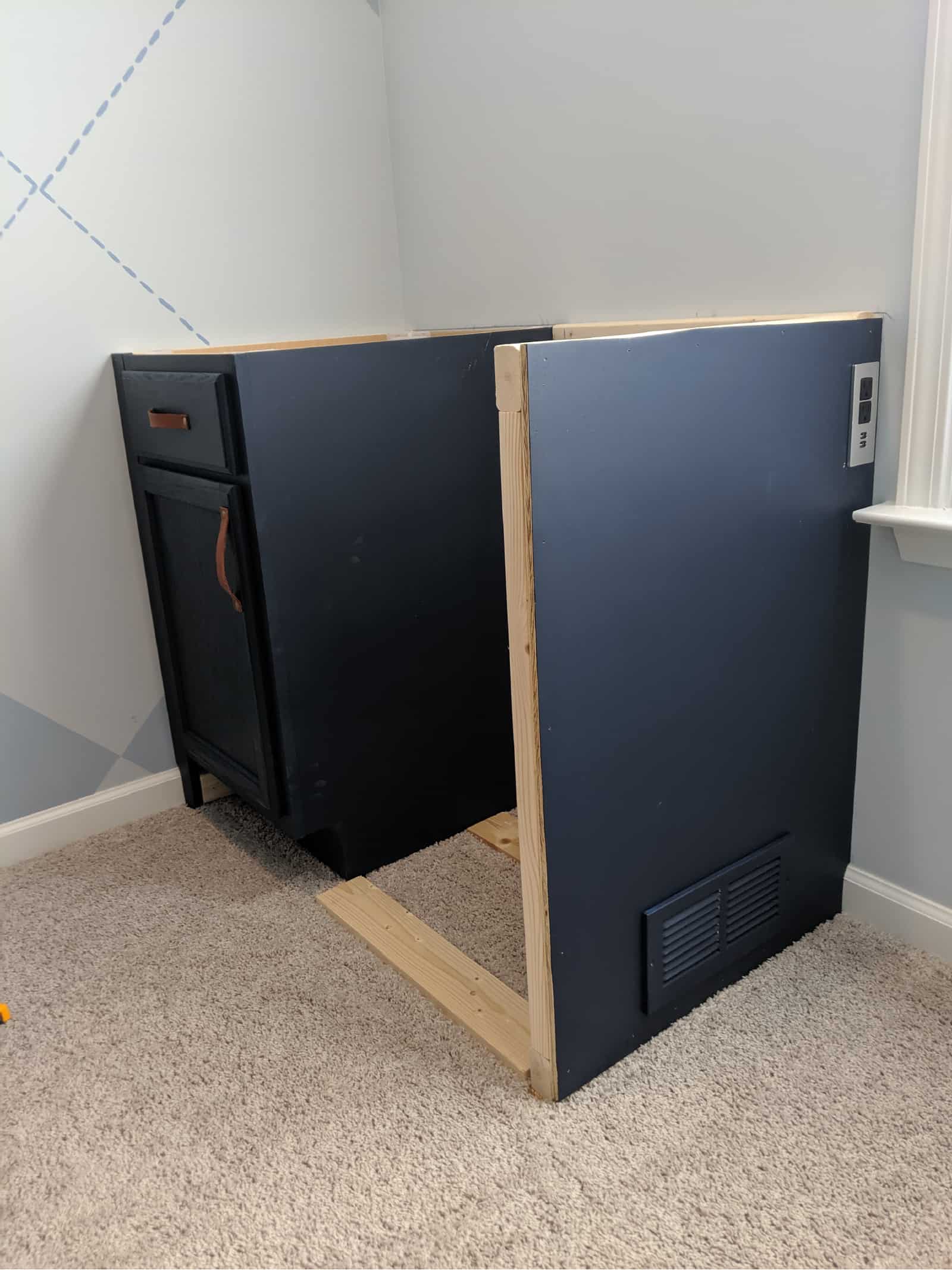 DIY BuiltIn Bar with Mini Fridge Pine and Poplar