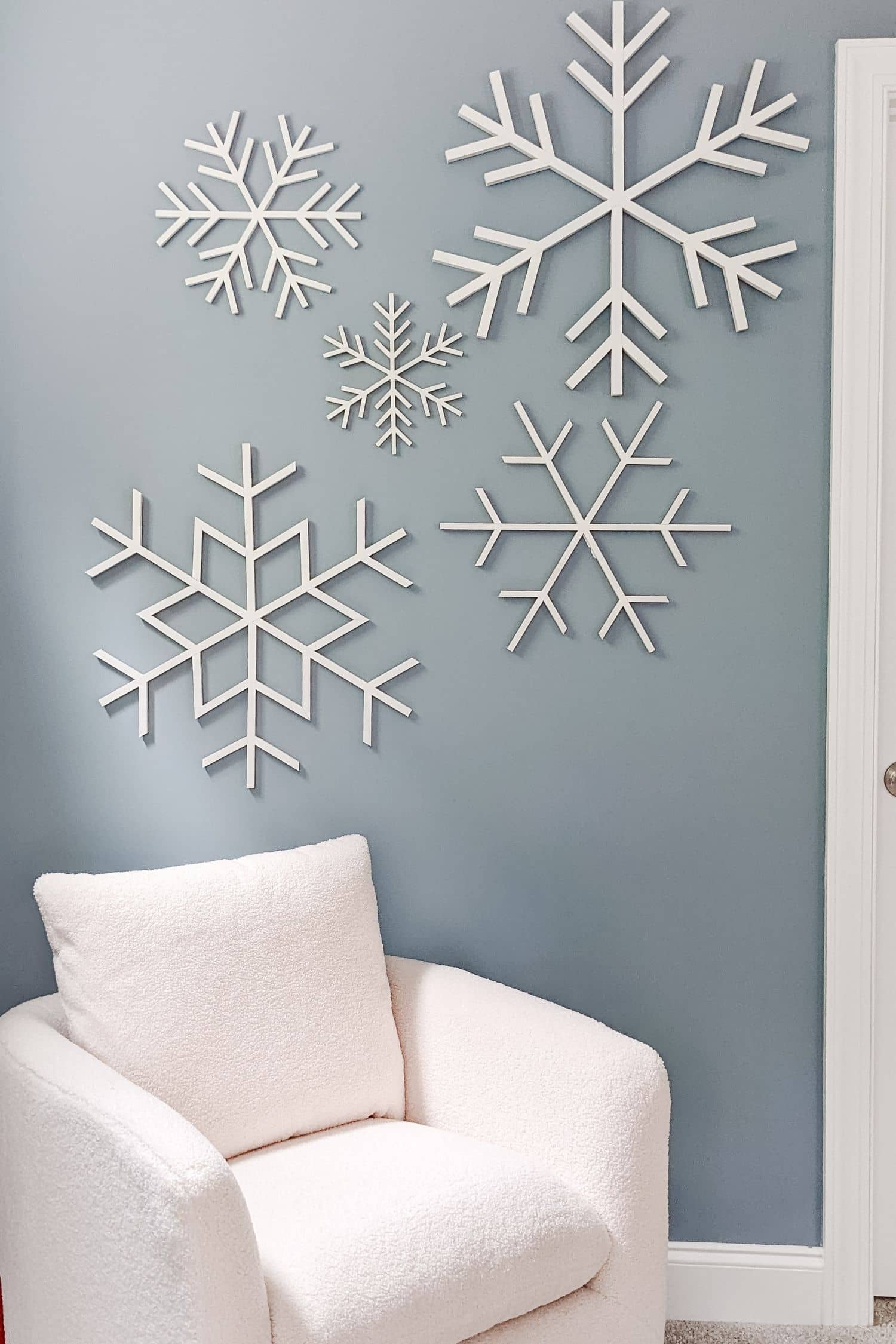 3Pc Wood Snowflakes Christmas Decorations, Standing White