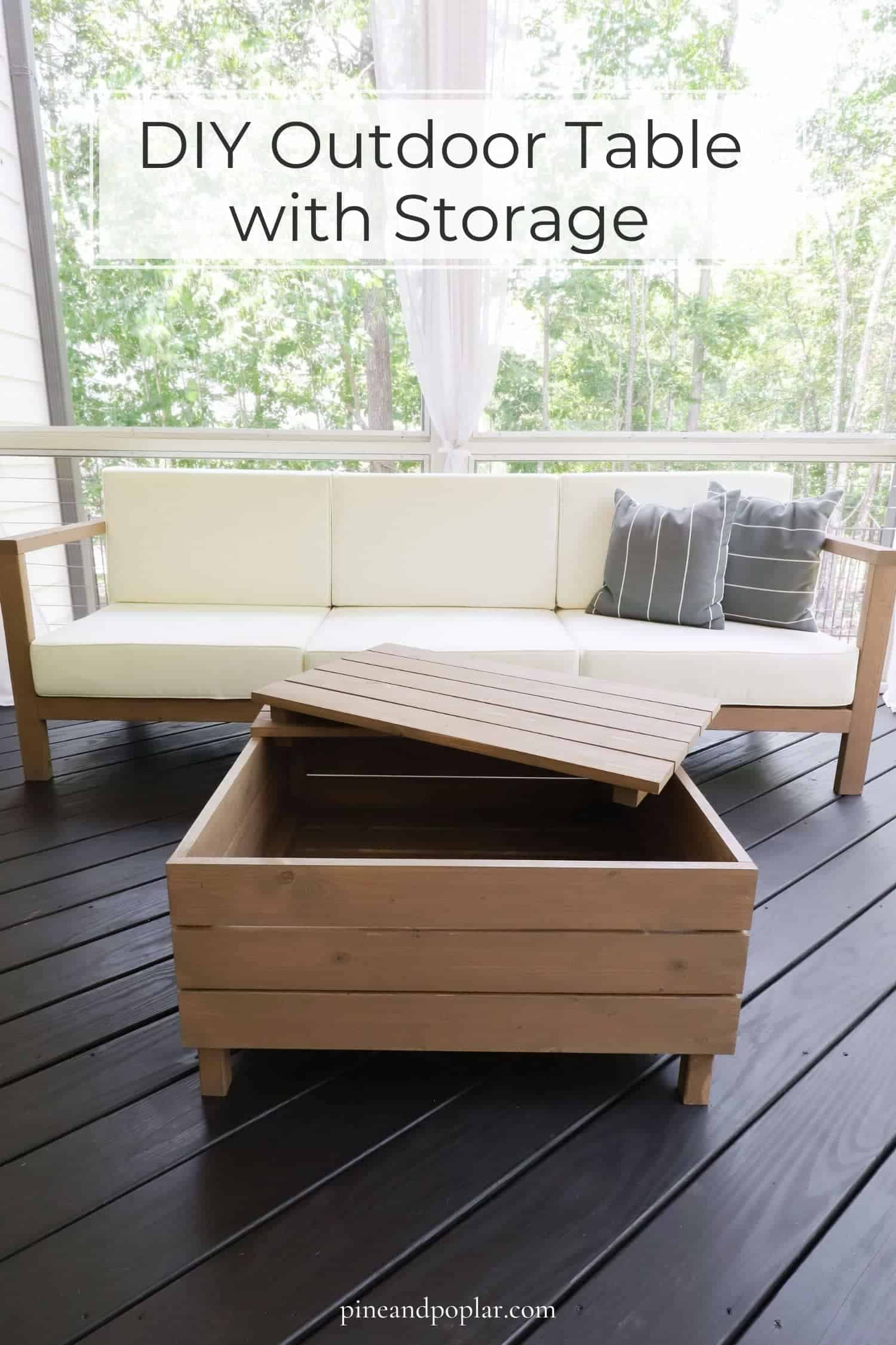 DIY Outdoor Coffee Table with Storage - Pine and Poplar