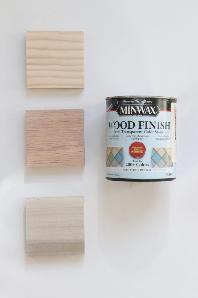 Minwax Water-Based Simply White stain on pine, poplar, and red oak