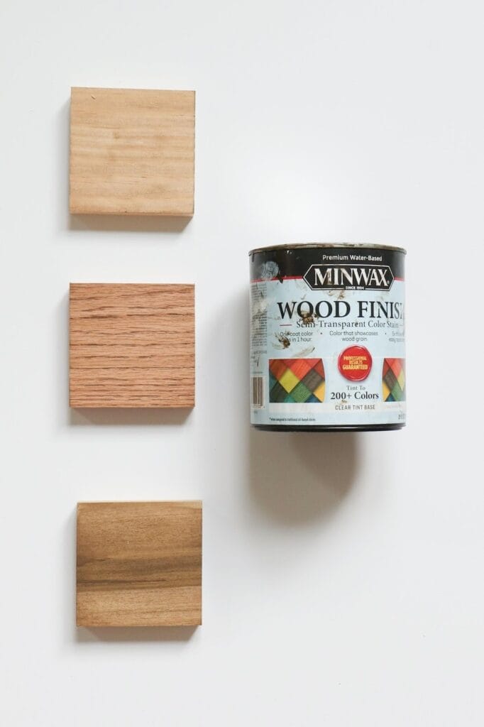 Minwax Water-Based Semi-Transparent stain in Driftwood on pine, poplar, and oak