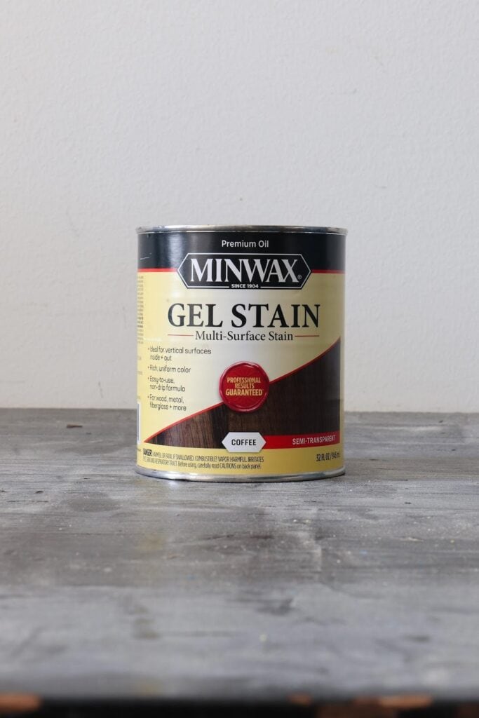 can of Minwax gel stain in coffee