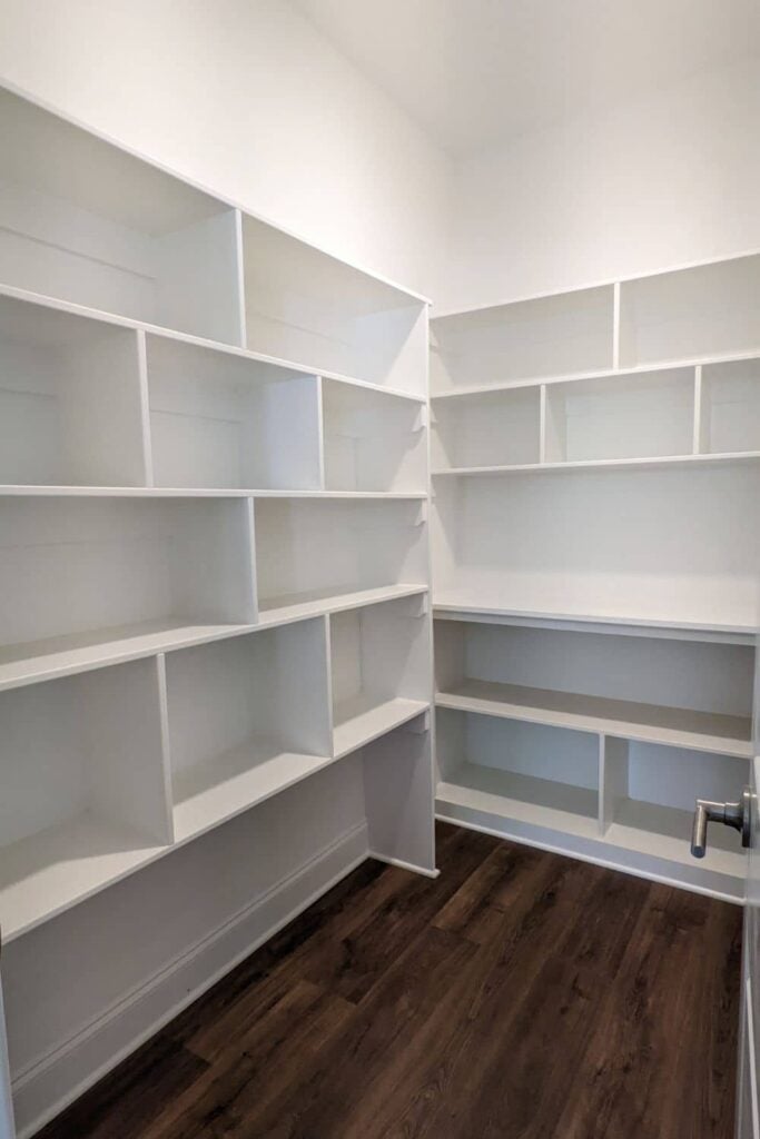 before of white pantry with shelves